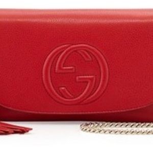 Gucci Soho Disco GG Red Tassel Chain Crossbody Bag
